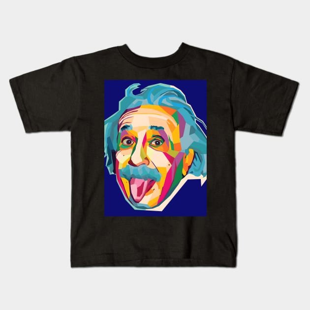 Albert Einstein wpap pop art Kids T-Shirt by Art engineer